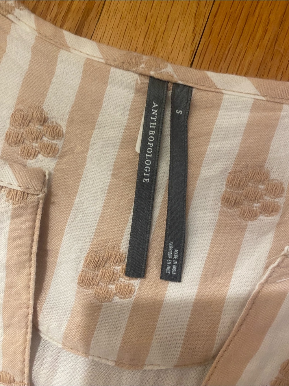 Anthropologie Cream and Tan Striped Floral Maxi Dress - Picture 2 of 4